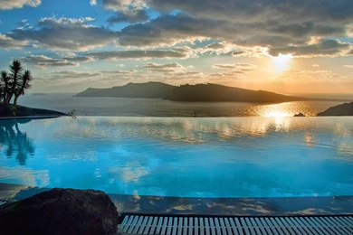 Sunset Over Santorini Greek Islands   (