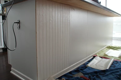 DIY Kitchen Island Upgrade {Wallpapers & Paint}