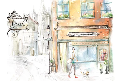 Wallpapers Fashion Girl Shopping Hand Painted Cartoon 1024x768 ...