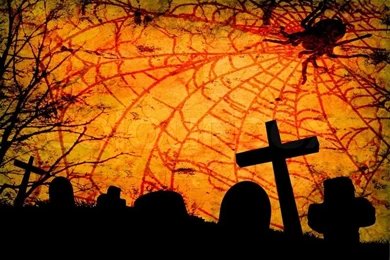Grunge Halloween Night Background, Illustration Stock Photo