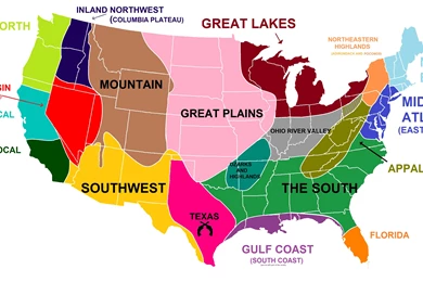 The 2nd Revised Version Of The US Separated Into Distinct Regions ...