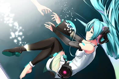 Vocaloid Hatsune Miku Long Hair Animated Aqua Eyes Aqua Hair Miku ...
