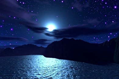 Wallpapers Fullmoon Starry Night With Full Moon And The Ocean Hd ...