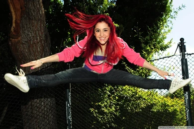 Happy Redhead Girl Jumping HD Desktop Wallpapers : High Definition ...