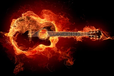 Guitar Acoustic Fire Flame HD Wallpaper,music Wallpaper,fire ...