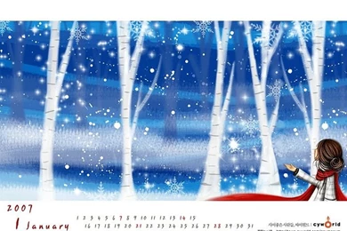 January Desktop Calendar   Lovely Korea CG 11   Wallcoo.net