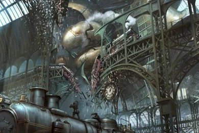 Steampunk Train Station Titan   HD Mobile Wallpapers