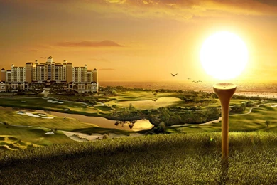 Download Wallpapers 2560x1440 Building, Golf, Decline, Evening ...