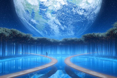 Earth Fantasy Girl Woman Tree Blue Beautiful Water Wallpapers ...