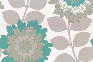 Designer Selection Oriental Bold Floral Wallpapers Metallic Teal ...