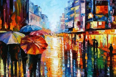 Wallpapers Leonid Afremov Umbrellas 1920x1080