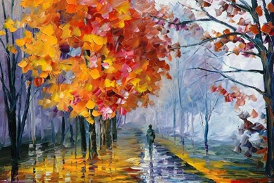 LEONID AFREMOV OCTOBER FOG WALLPAPER   (