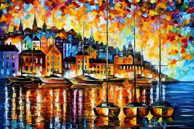Amsterdam   Night Canal By Leonid Afremov By Leonidafremov On ...