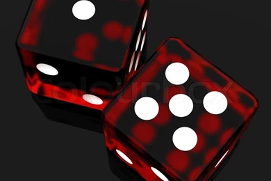 3D Red Rolling Dice On Black Backgrounds