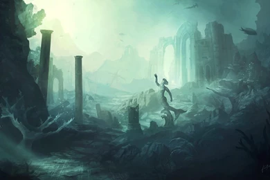 Deep Sea Statues Underwater Cities Fishes Wallpapers