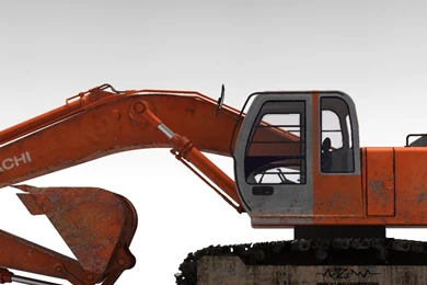 Download Wallpapers 3840x1200 Hitachi, Bulldozer, Transport, Metal ...