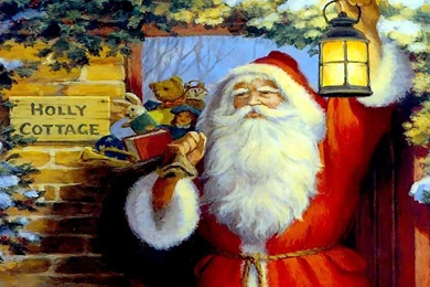 Free Wallpapers Of Christmas: Santa Claus With Various Gifts