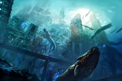 Artwork, Concept Art, City, Underwater, Sea, Fantasy Art, Digital ...