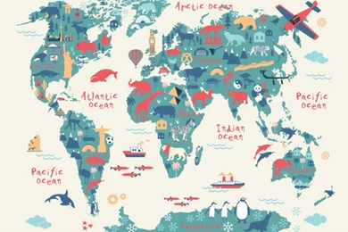 Explorer Kids World Map Mural