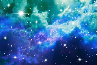 The Night Sky In Stars And Blue Galaxies