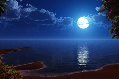Wallpapers Bleu Silence Beaches Oceans Moon Blue 1920x1080 ...