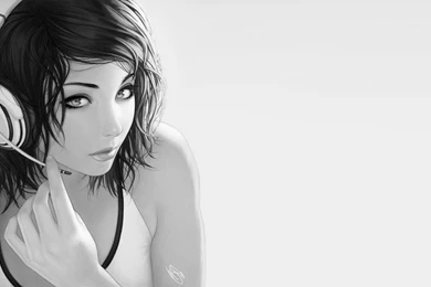 Women,headphones Girl Women Headphones Girl Grayscale Monochrome ...