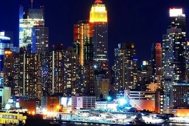 Download Wallpapers 640x960 New York, Night, Lights, River ...