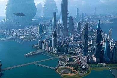 Full HD Wallpapers Anno 2070 Futuristic Town Megapolis Art, Desktop ...