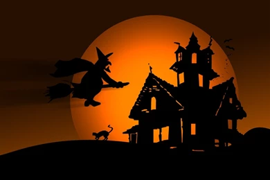 Witch Cat Halloween Desktop Wallpapers   Gallsource.com