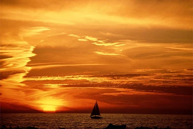 Golden Sail 4K Sunset Wallpapers