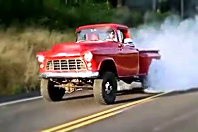 1955 CHEVY CUMMINS KILLER BURNOUT!!!!!!!   YouTube