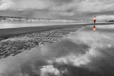 Download Wallpapers 2560x1080 Beach, Sand, Water, Person ...