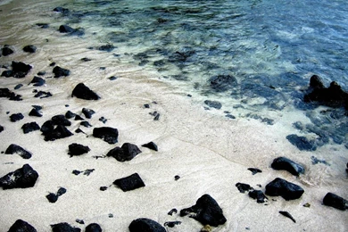 Download Wallpapers 1920x1080 Stones, Black, Protected, Water, Sand ...