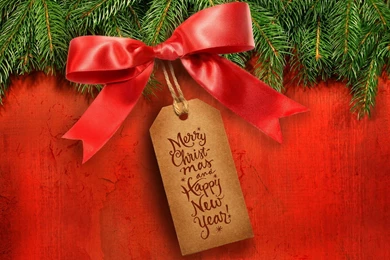 Merry Christmas, Happy New Year, Red Bow   HD Wallpapers