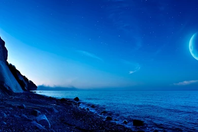 Moonlight Ocean, Denmark, Ocean Scenery Wallpaper,moonlight Ocean ...