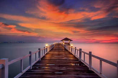 Sunrise, Lanterns, Beautifu, Sunset, Ocean, Pier, Sky, Sand ...