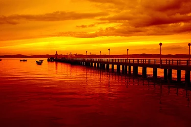 World Architecture Pier Dock Jetty Lamp Lights Bench Bay Sound ...