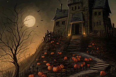 Halloween Haunted House Pumpkin Android Wallpapers Free Download