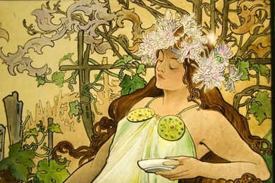 Mucha Four Seasons Autumn Detail Autumn Panel Detail 3008x2000 ...