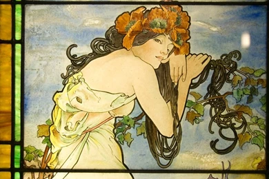 Mucha Four Seasons Summer Detail Summer Panel Detail 3008x2000 ...