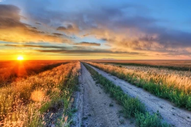 Wallpapers Sky Night Road Nature Field Sunset Usa Montana ...