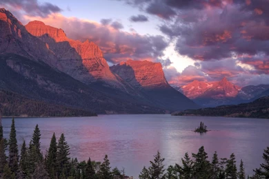 Glacier National Park Montana, Red, Sunset, Landscape, 1920x1080 ...