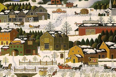 HICKORY HAVEN CANAL CHARLES WYSOCKI WALLPAPER   (