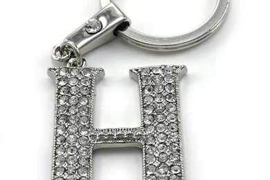 Clear Name Alphabet Initial Letter H Car Keychain Key Ring Wedding ...