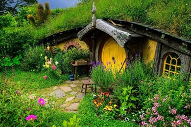 Nature, Landscape, House, New Zealand, Hobbiton, Door, Trees ...