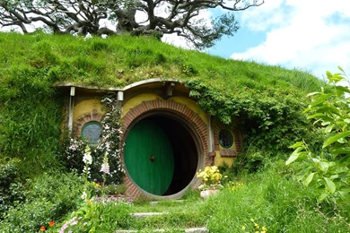Nature, Landscape, House, New Zealand, Hobbiton, Door, Trees ...