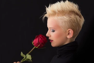 Red Rose, Flower, Girls, Woman, Dark, Model, Blonde, Face, Lady ...