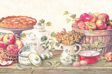 Country Kitchen Grannys Apple Pie Berautiful Wallpapers Border Wall ...