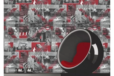 Muriva Britannia City Wallpapers Red / Grey / Black (102509 ...