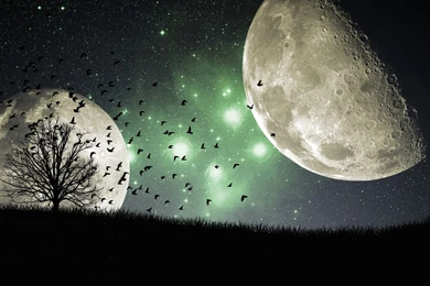 Night Galaxy Moon Wallpapers   (